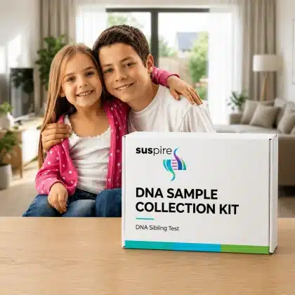 DNA Sibling Test sample collection kit by Suspire LLC with siblings