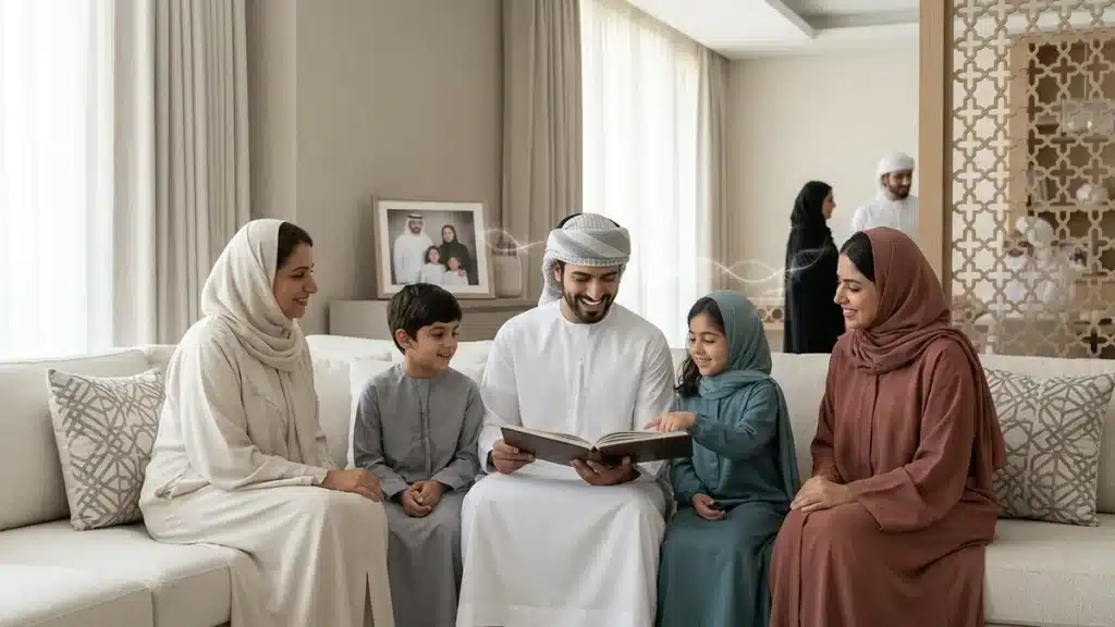 Arab family illustrating avuncular DNA testing between an aunt or uncle and a child