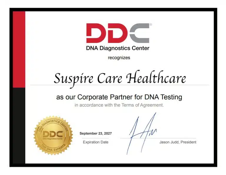 DDC Corporate Partner Certificate to Suspire Care